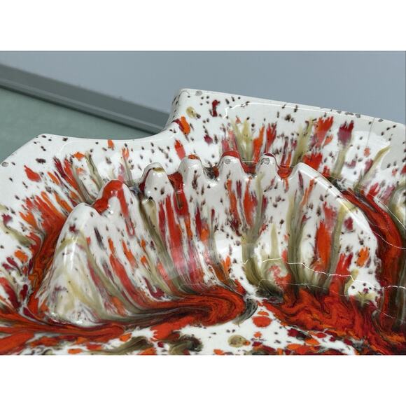 Vintage MCM Large Table Ashtray Abstract Atomic Speckled Geometric Splattered - Picture 2 of 9